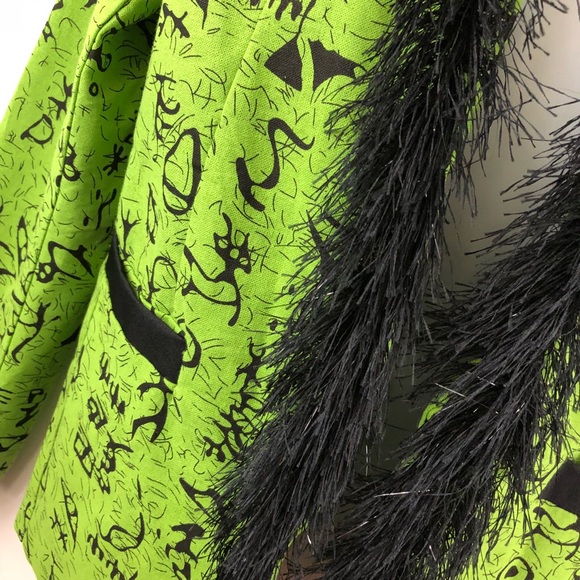 Mymstorm Green Black One-Button Printed Blazer - Picture 3 of 5